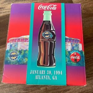 New In original box commemorative box set from Coca-Cola for Super Bowl XXVIII,